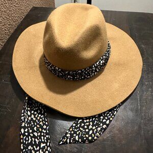 Scarf Strap Panama Hat In Camel Combo